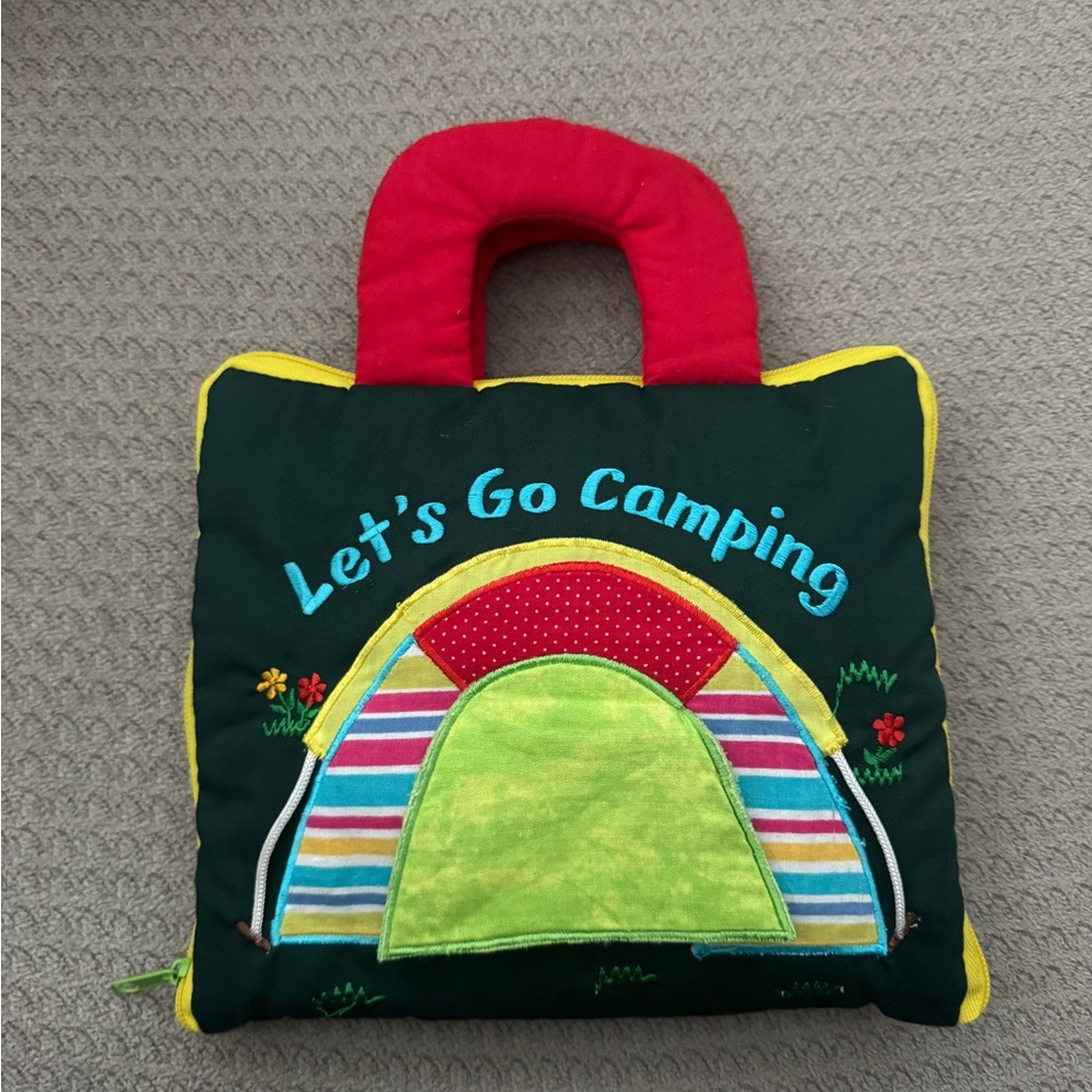 Let's Go Camping Plush Activity Book Tote - Green, Red, Yellow
